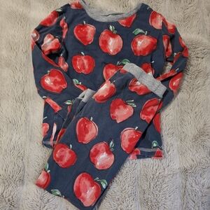 🍎Mud Pie Red Apple Print Kids Pajama Set